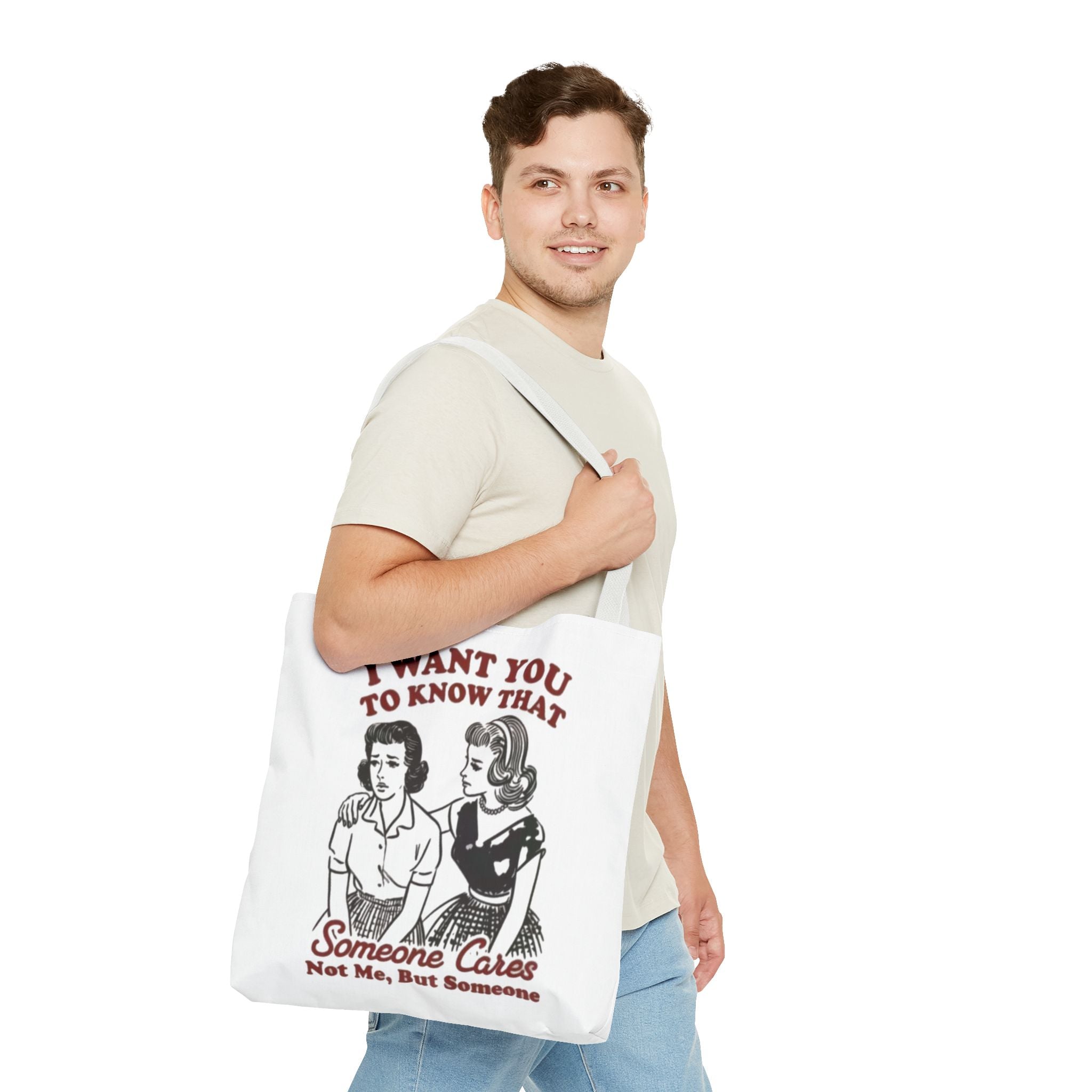 Funny Retro "Someone Cares" Tote Bag – Vintage Quote Canvas Tote