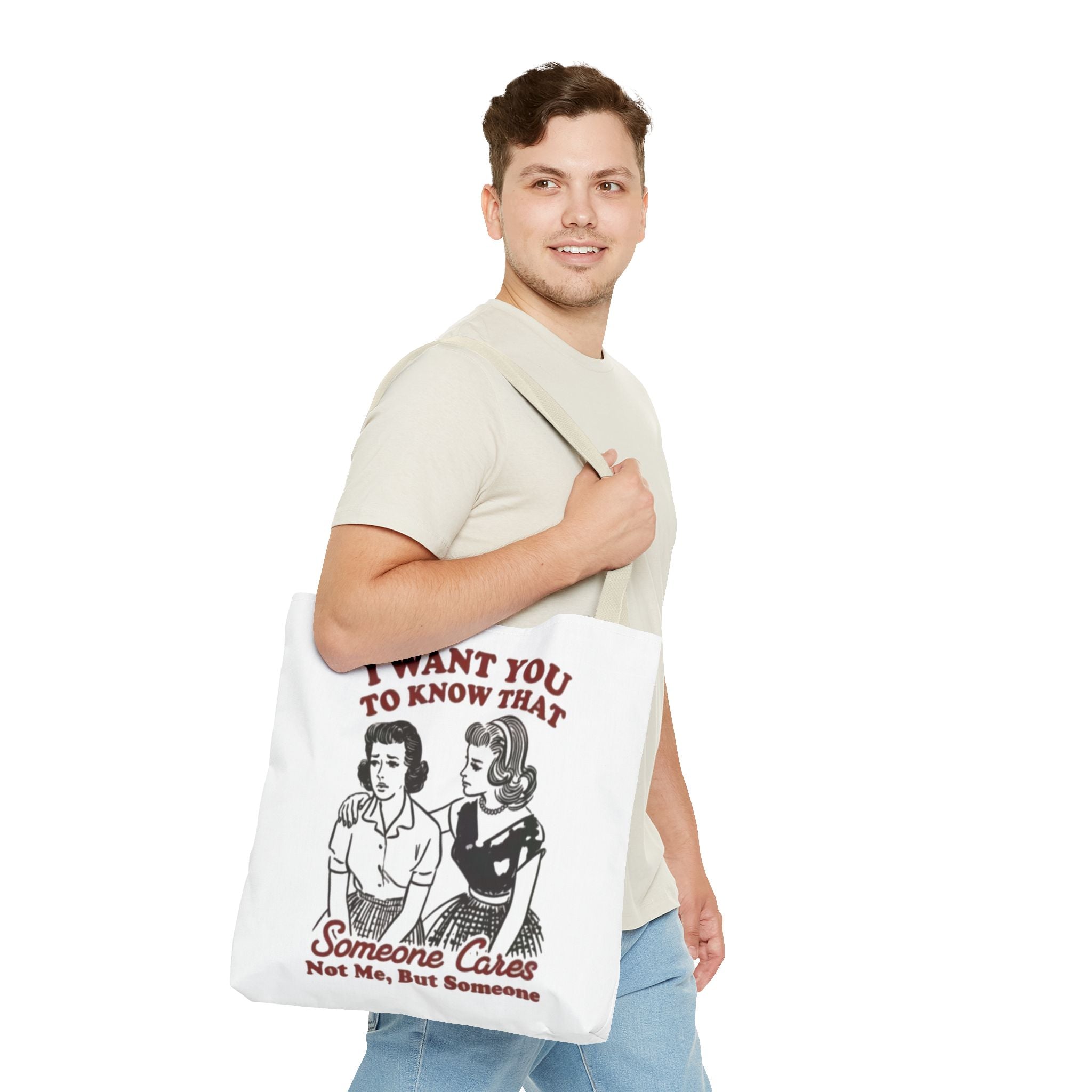 Funny Retro "Someone Cares" Tote Bag – Vintage Quote Canvas Tote