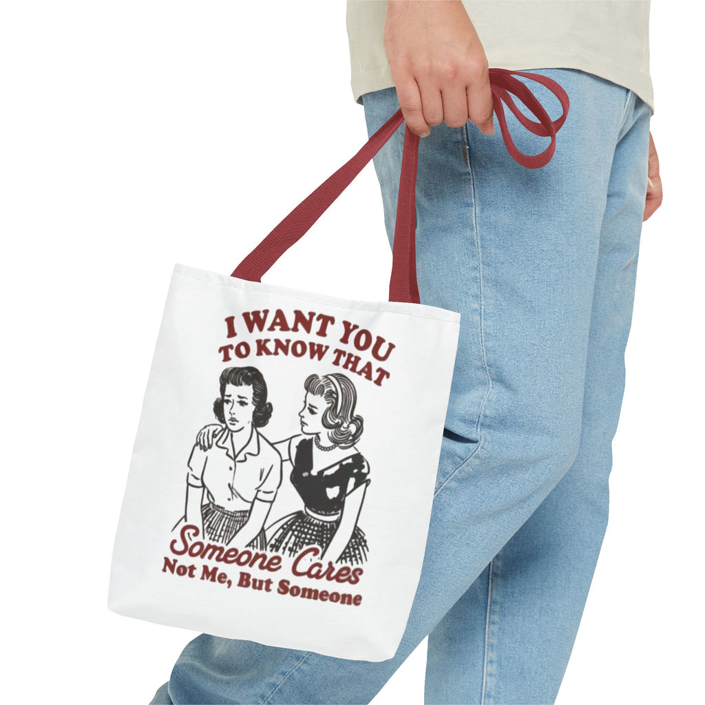Funny Retro "Someone Cares" Tote Bag – Vintage Quote Canvas Tote