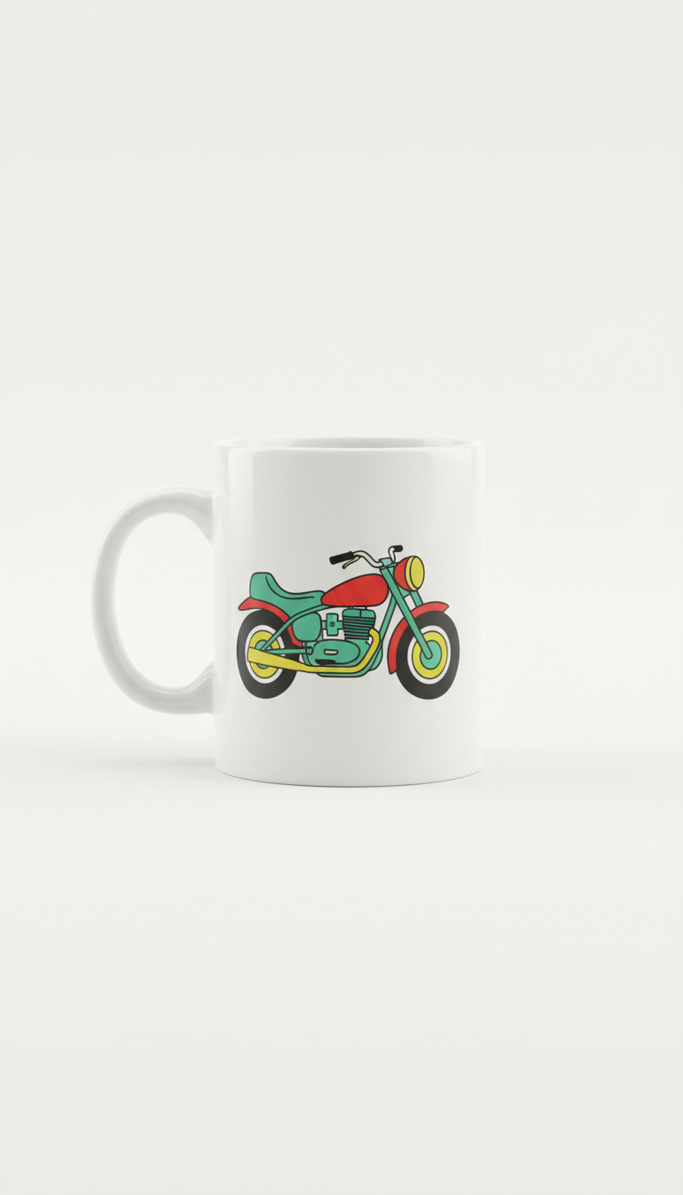Ceramic Mug With Seafoam Motorcycle